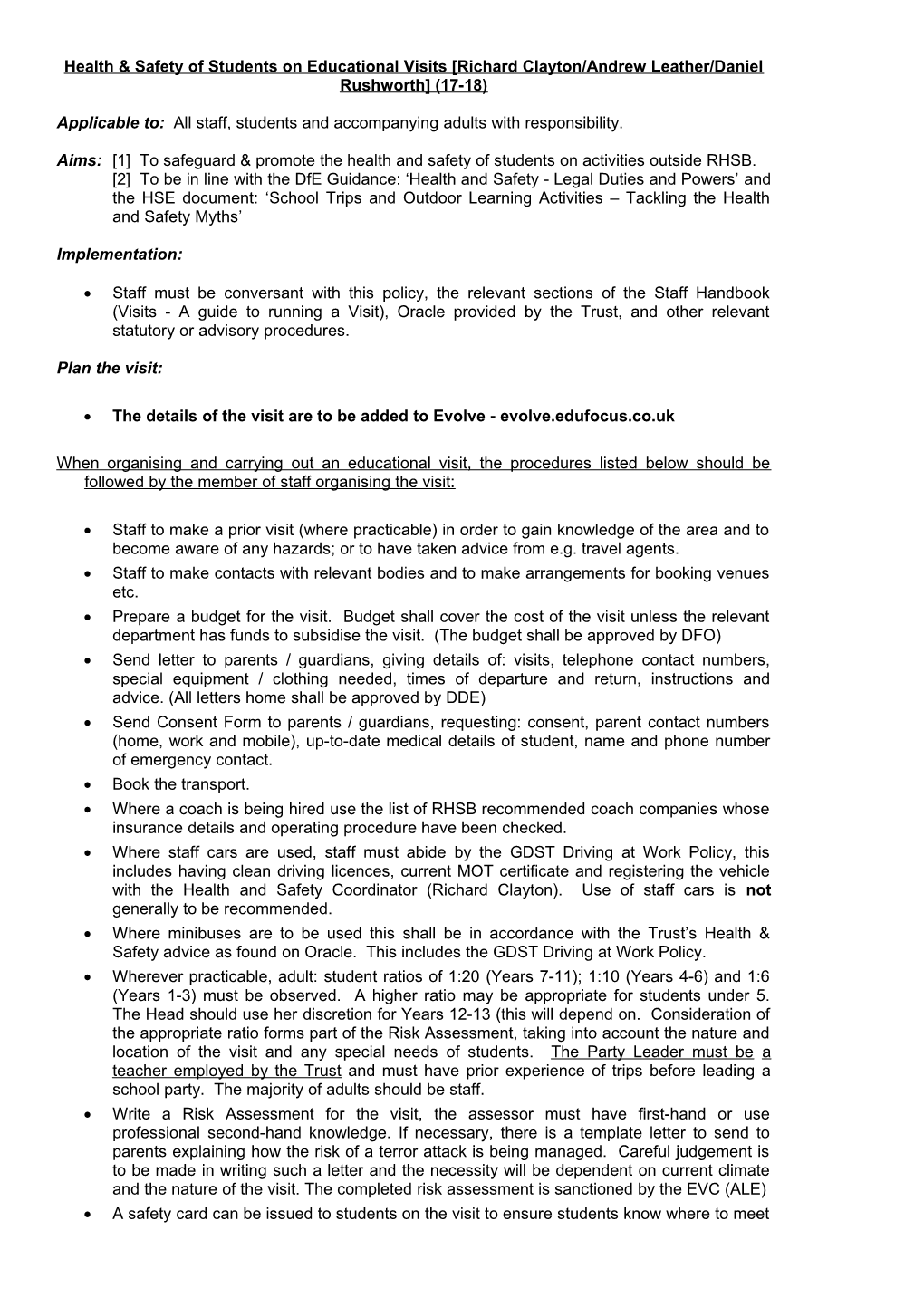 Health & Safety of Students on Educational Visits Judith Everson & Andrew Leather (9/08)