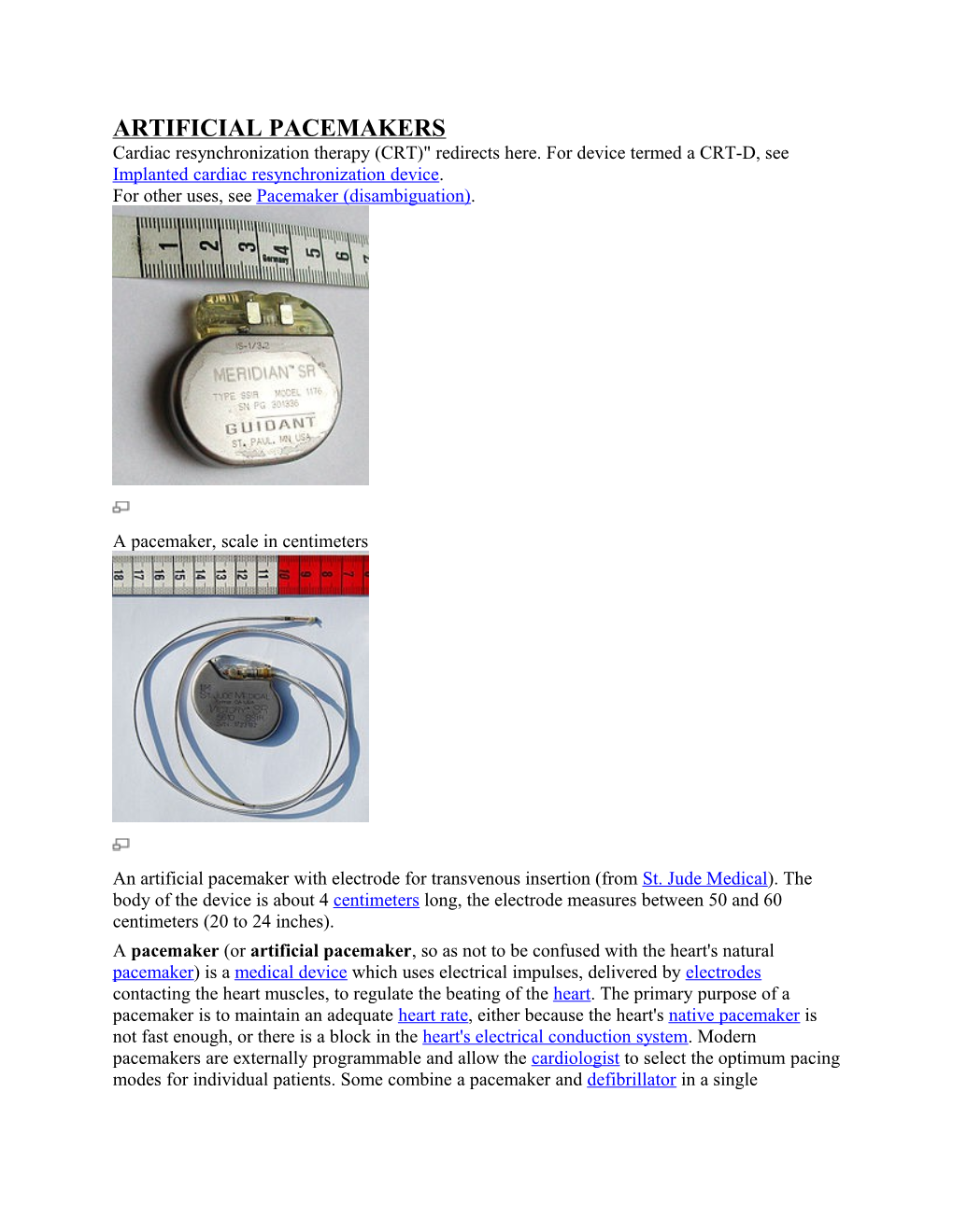 Artificial Pacemakers