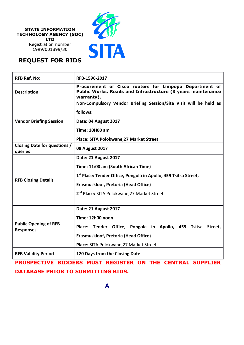 State Information Technology Agency (Soc) Ltd