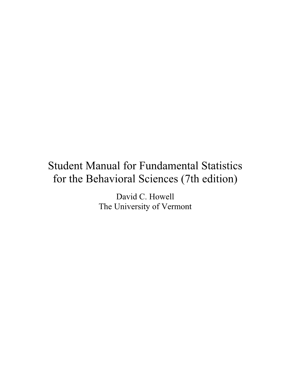 Solutions Manual for Fundamental Statistics for the Behavioral Sciences (5Th Edition)