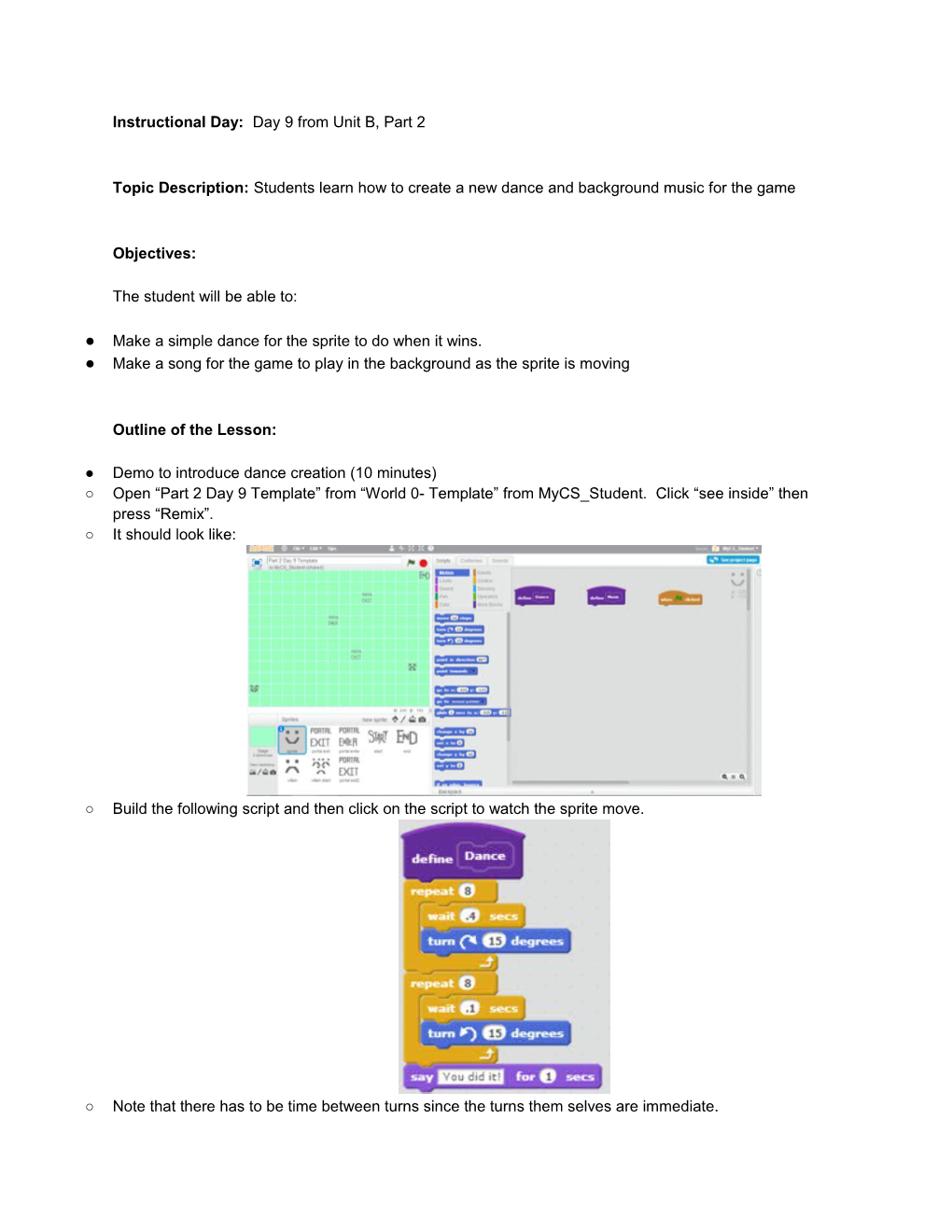 Unit B, Part 2, Day 9 Lesson Plan (OPTIONAL)