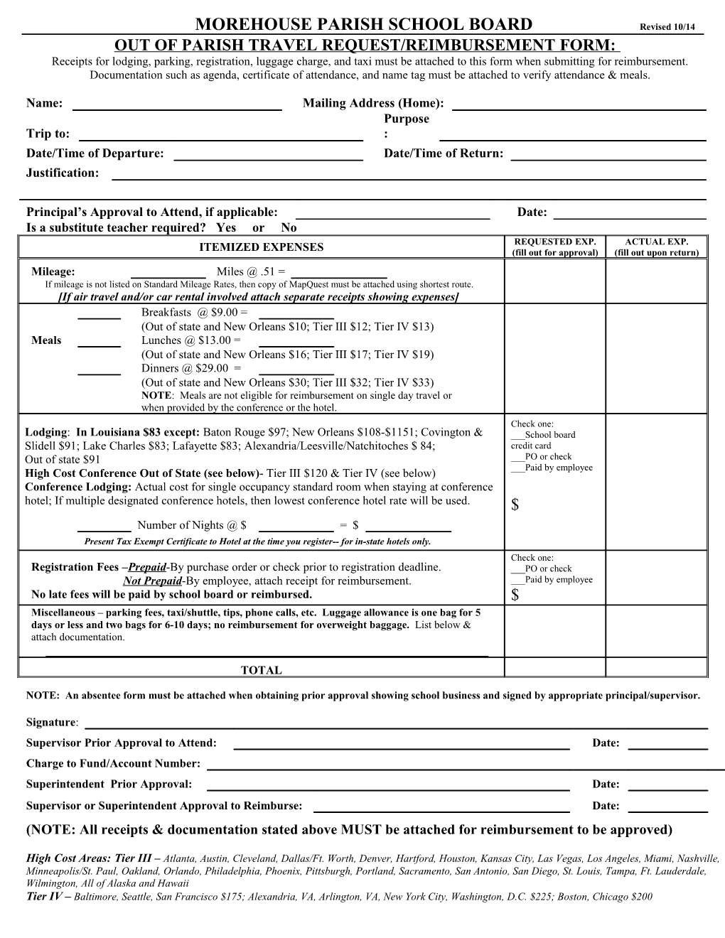 MOREHOUSE PARISH SCHOOL BOARD Revised 09/02 s1