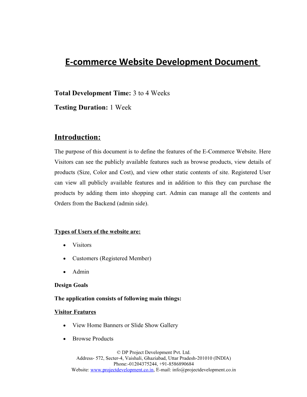 E-Commerce Website Development Document