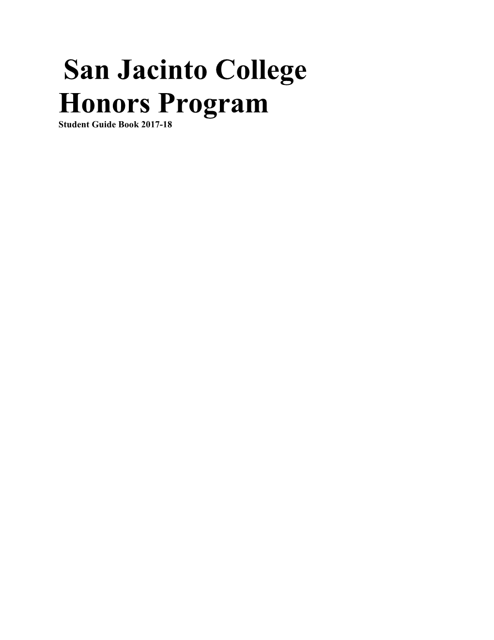 II. Honors Program Academic Criteria