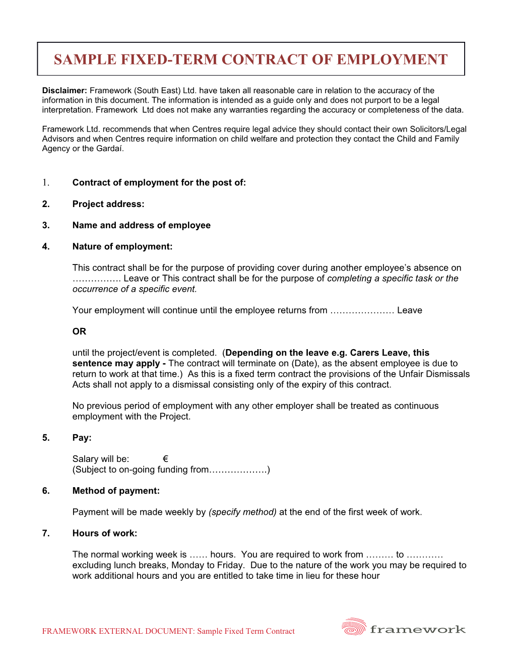 Sample Fixed-Term Contract of Employment