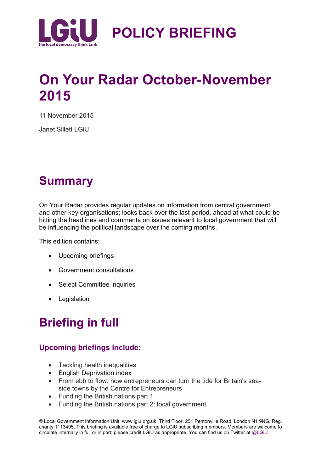 On Your Radar Provides Regular Updates on Information from Central Government and Other