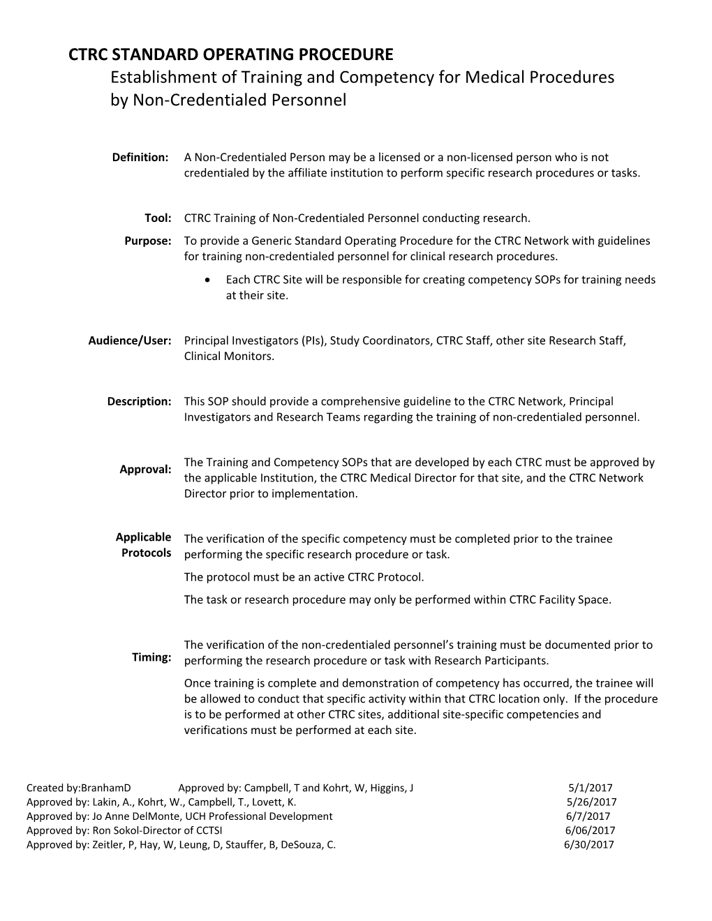 Standard Operating Procedure-Protocol Updates from Nurse Liaison