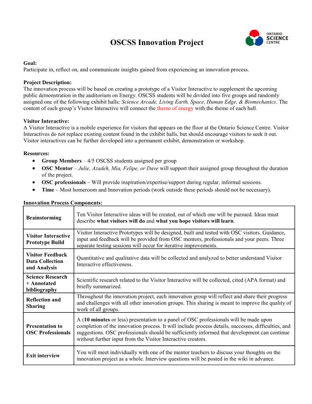 OSCSS Summative Project Innovation