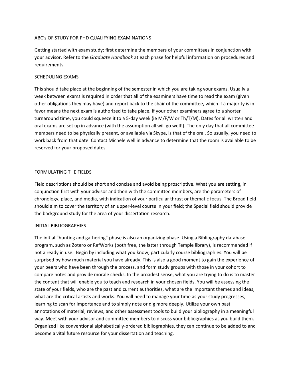 ABC S of STUDY for PHD QUALIFYING EXAMINATIONS