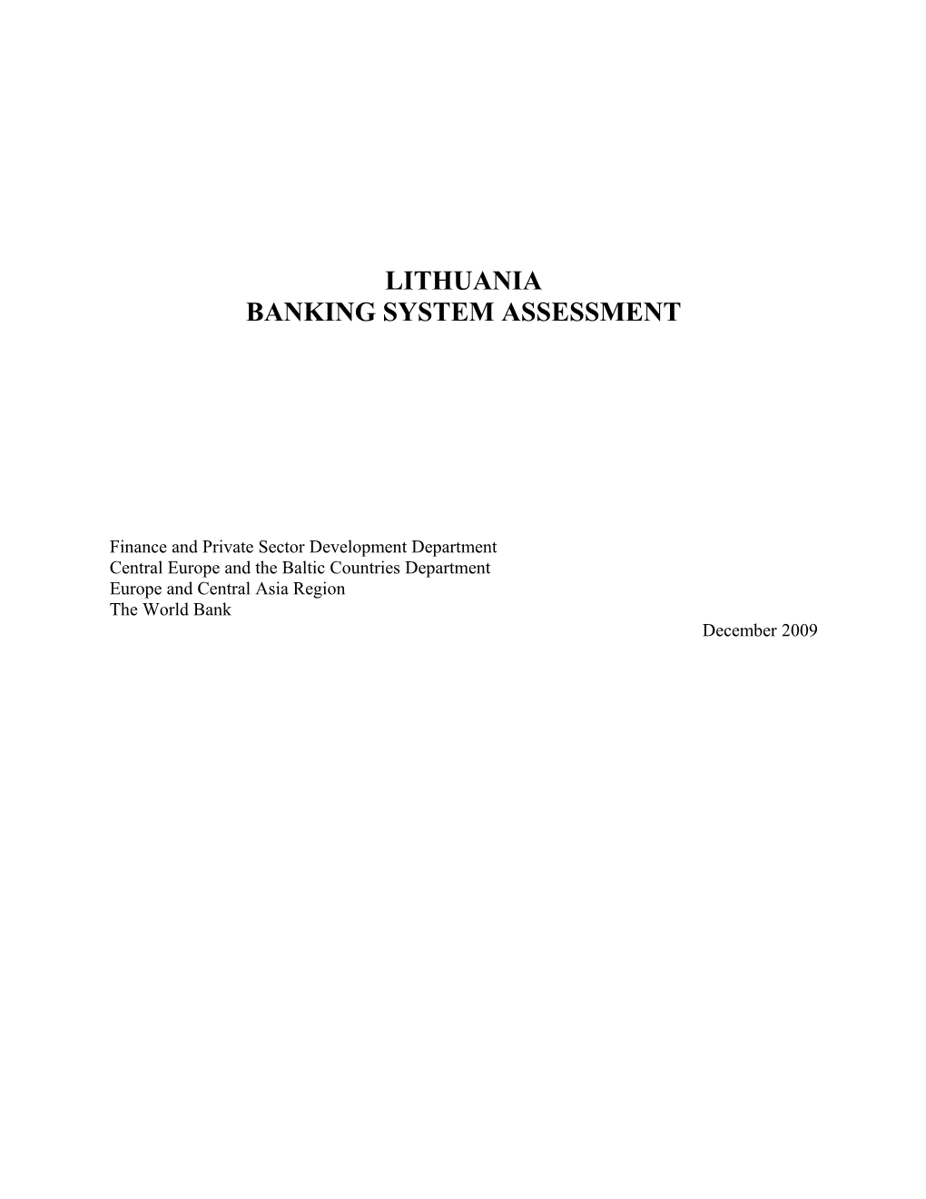 Banking System Assessment