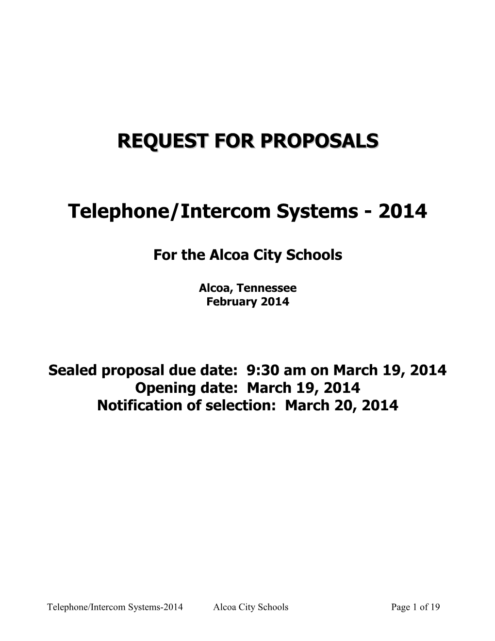 2006 RFP - Presentation Systems