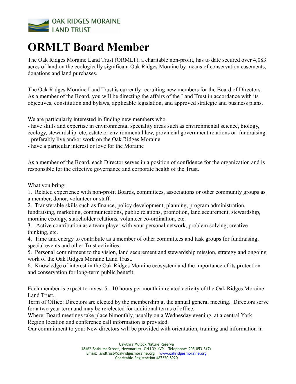 ORMLT Board Member