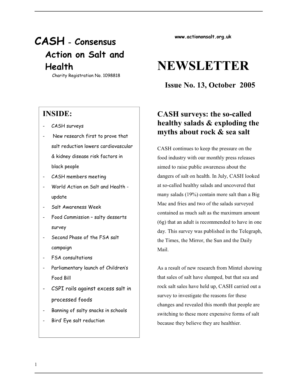 CASH - Consensus Action on Salt and Health