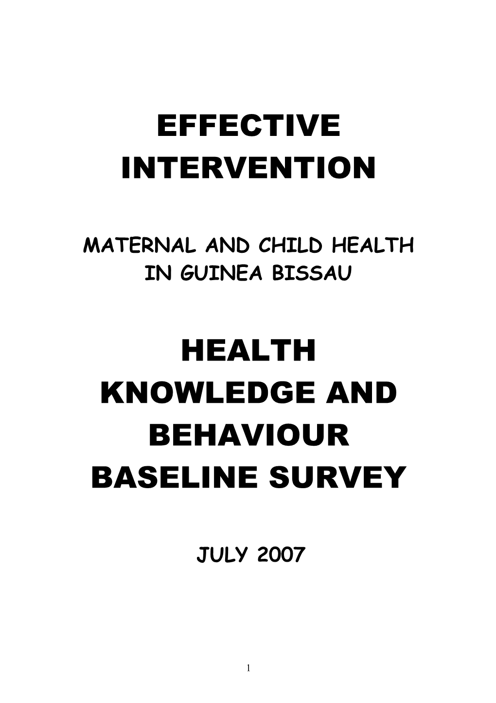 Health Knowledge Baseline Survey