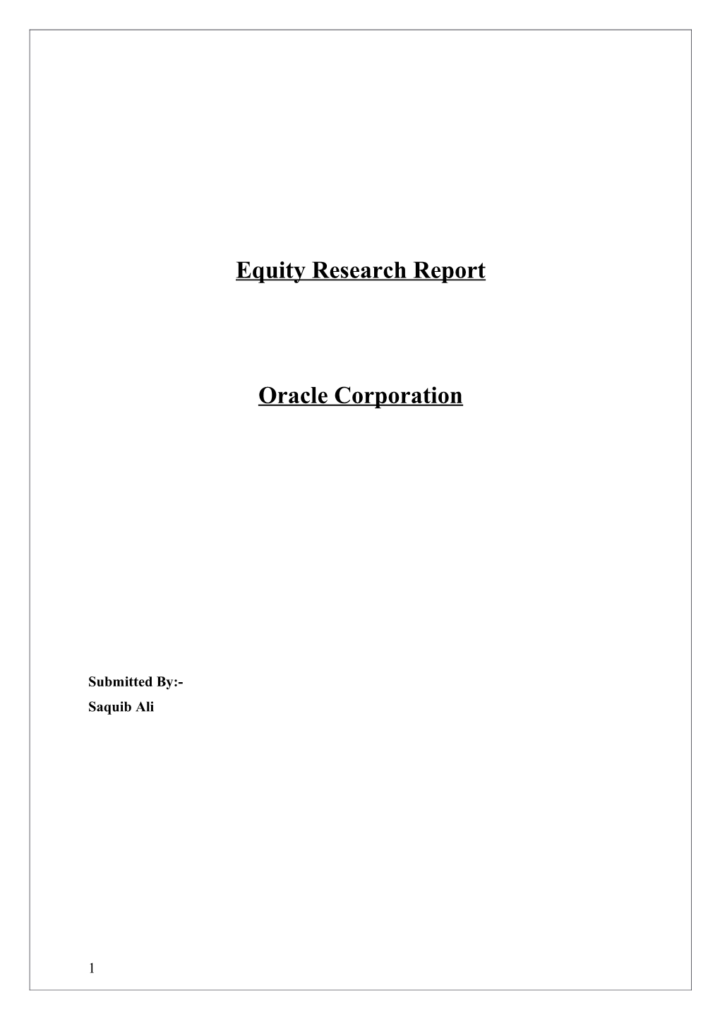 Equity Research Report