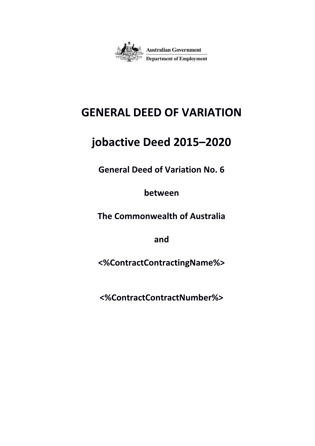 General Deed of Variation