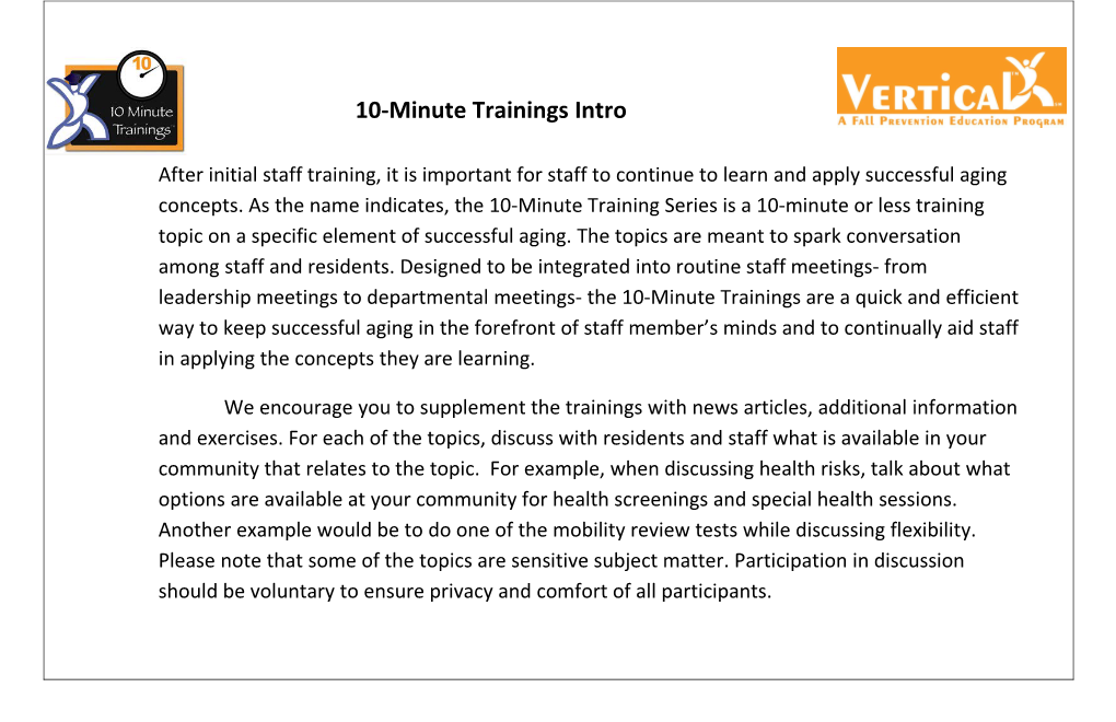 10-Minute Trainings Intro