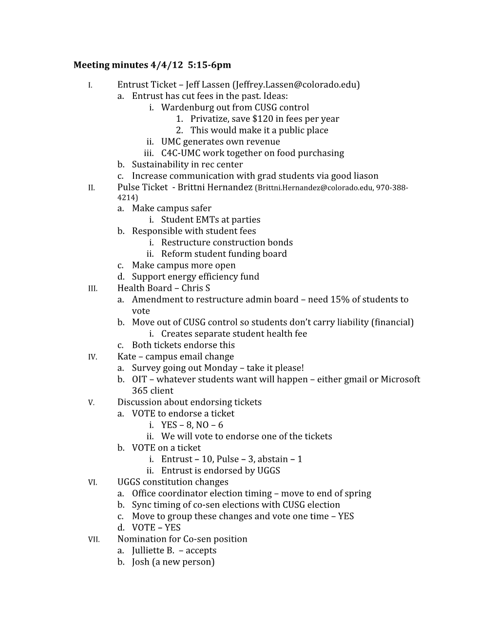 Meeting Minutes 4/4/12 5:15-6Pm