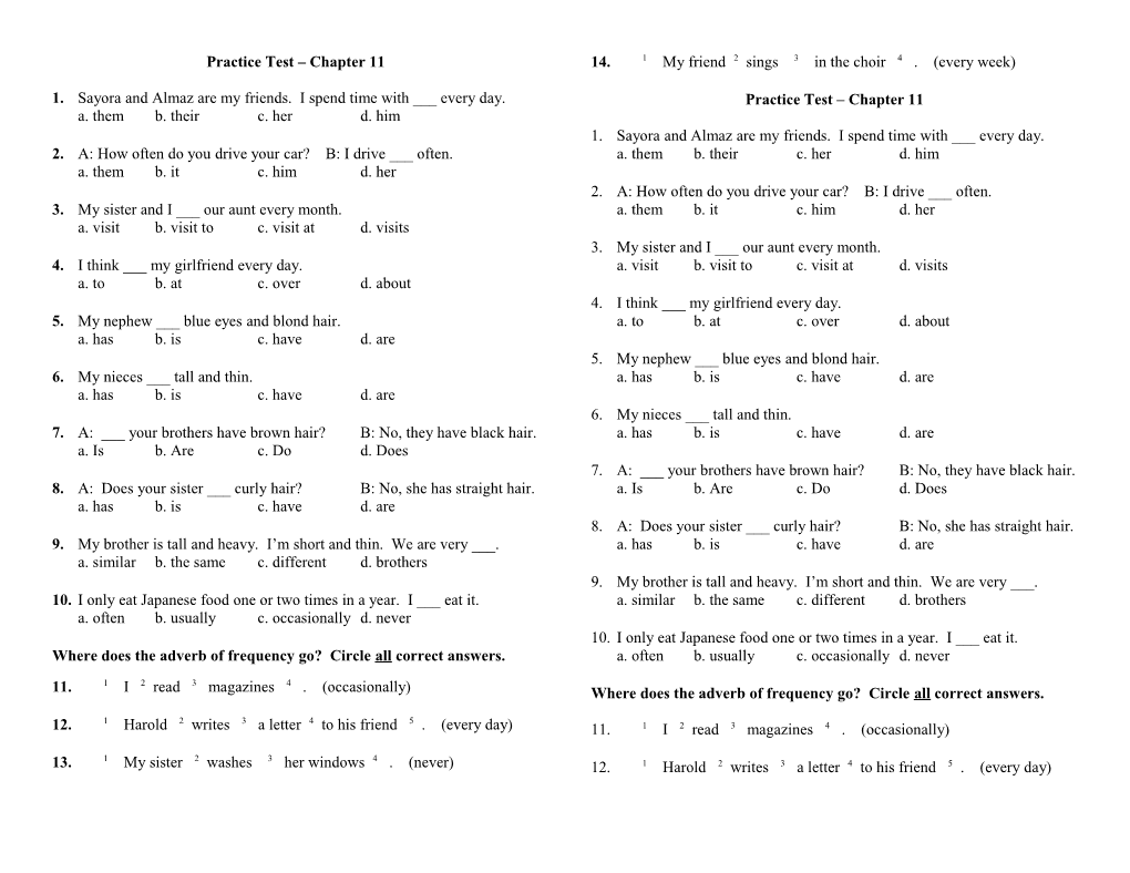 Practice Test Chapter 9