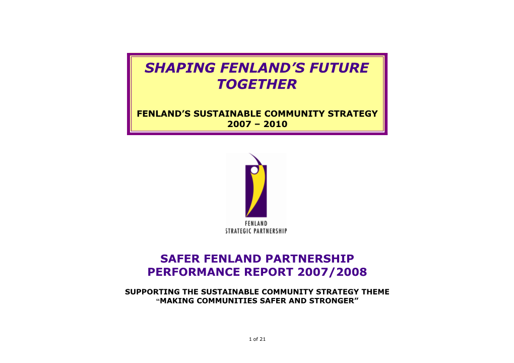 Fenland Community Strategy Partnership Action Plan