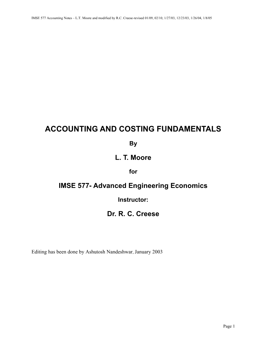 Accounting and Costing Fundamentals