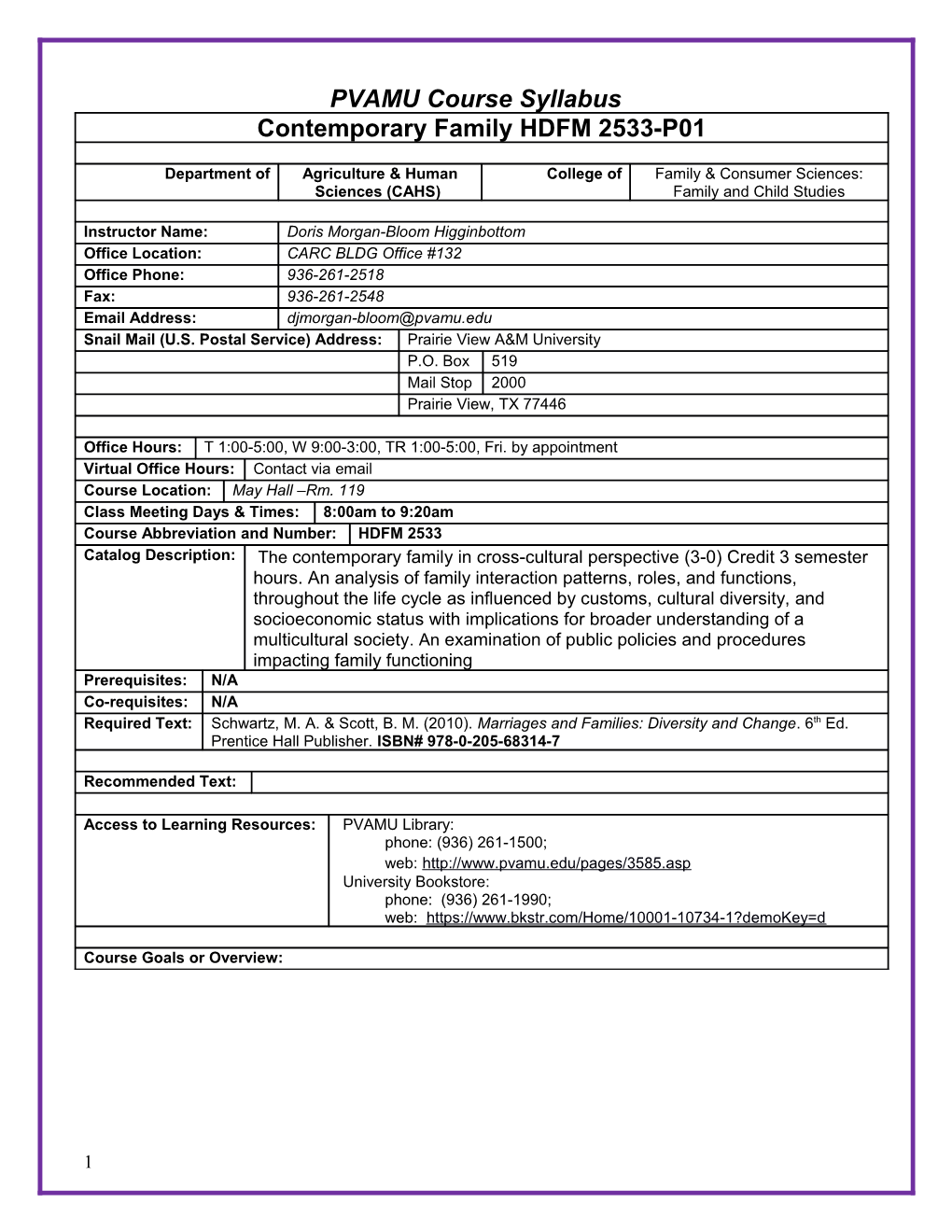 PVAMU Course Syllabi Template