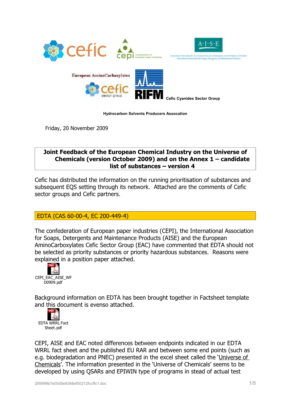 Cefic Cyanides Sector Group