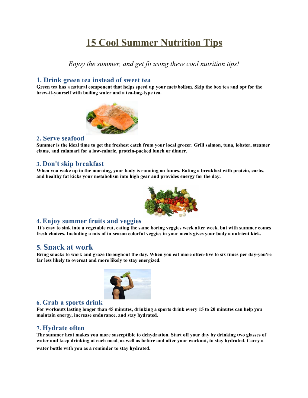 15 Cool Summer Nutrition Tips