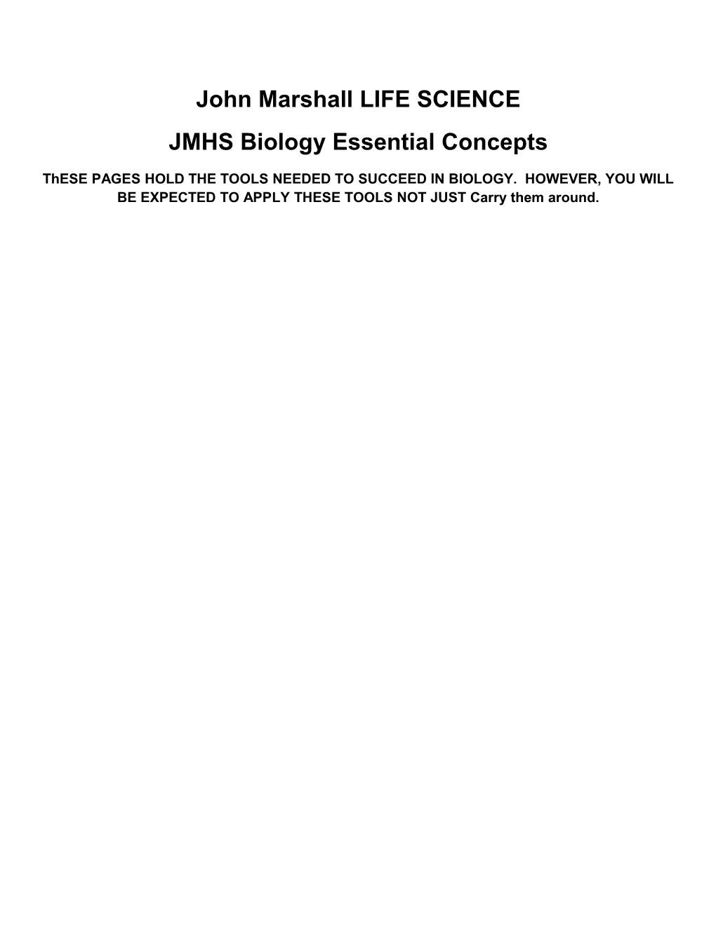 JMHS Biology Essential Concepts