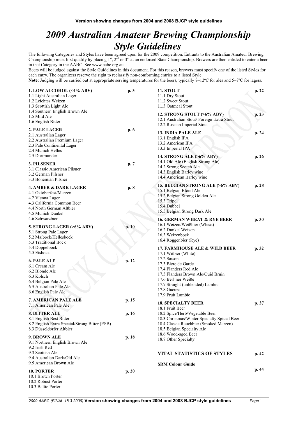 AABC2009 Style Guidelines Based on BJCP 2004/2008