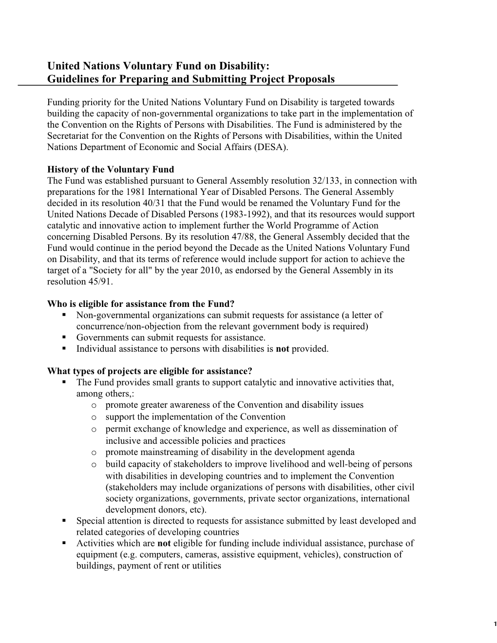Guidelines for Preparing and Submitting Project Proposals