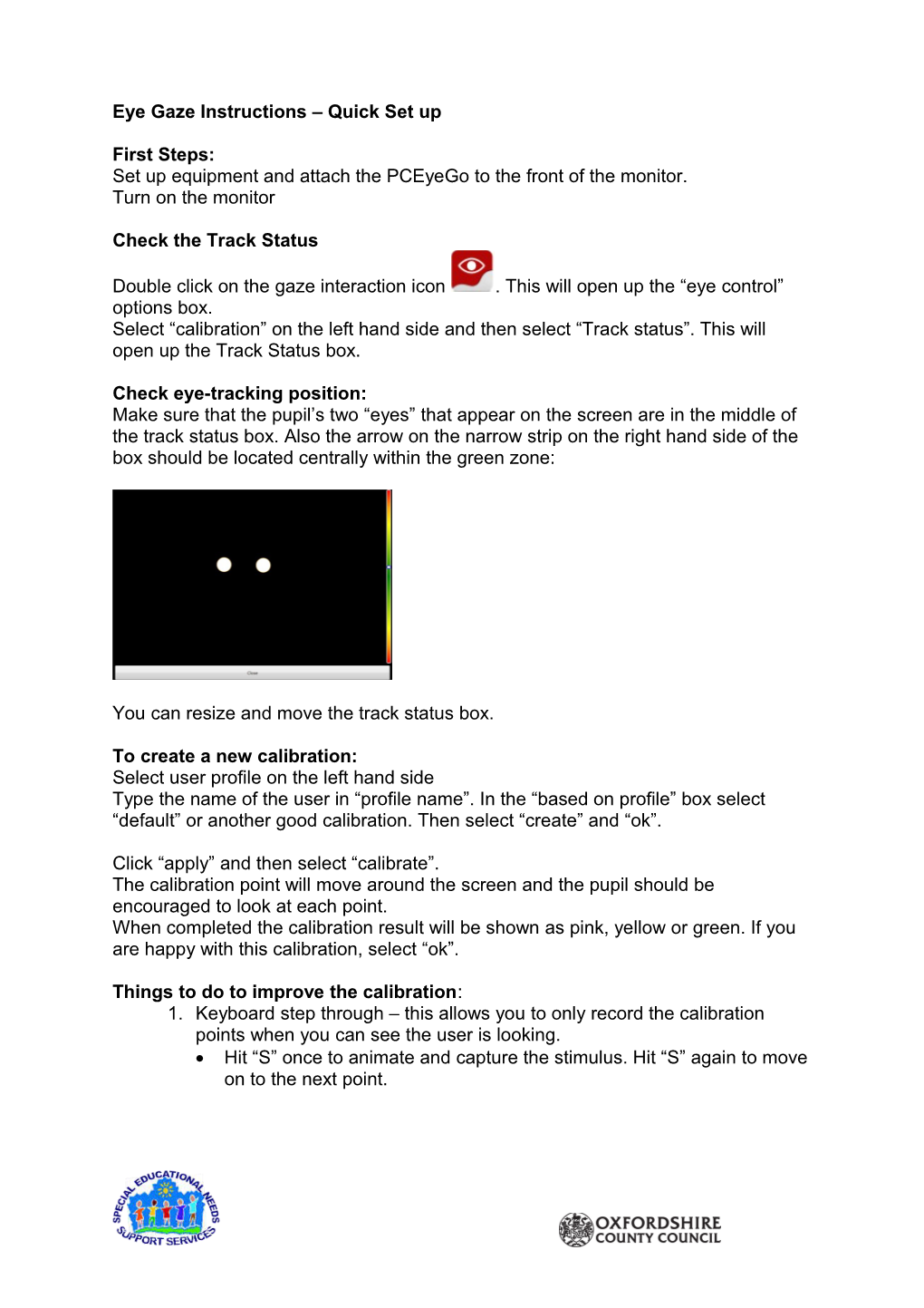 Eye Gaze Instructions Quick Set Up