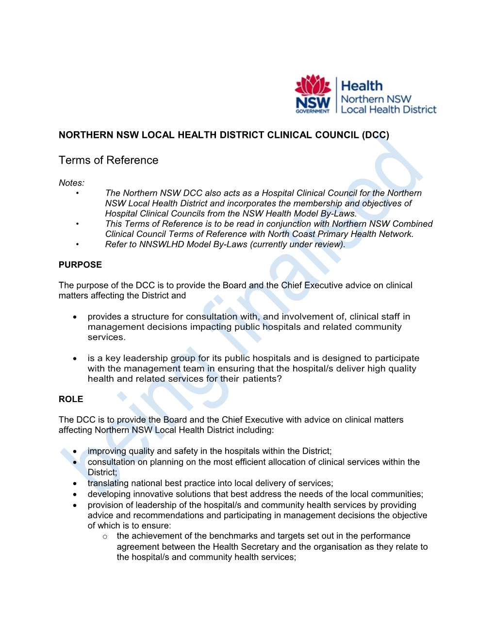 Northern Nsw Local Health District Clinical Council