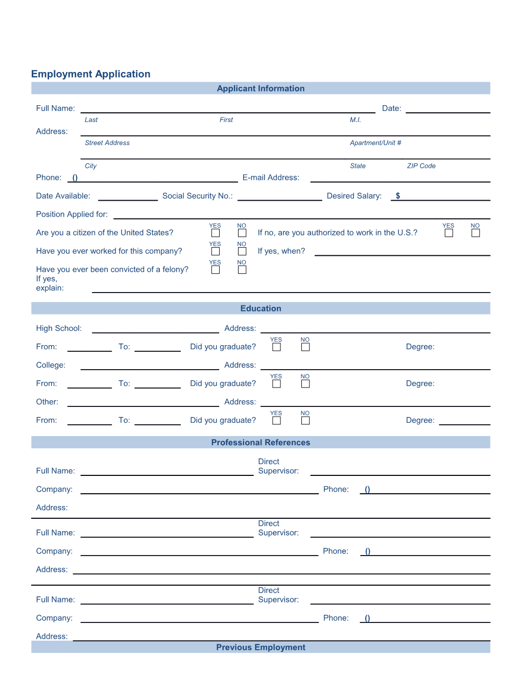 Employment Application s25