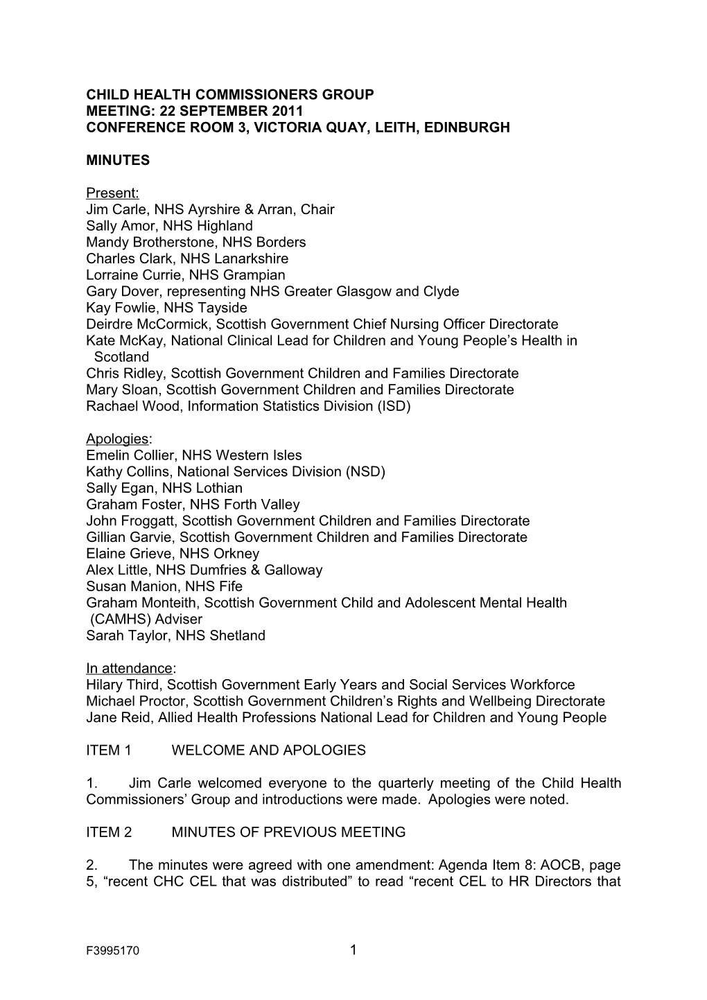 Child Health Commissioners Group