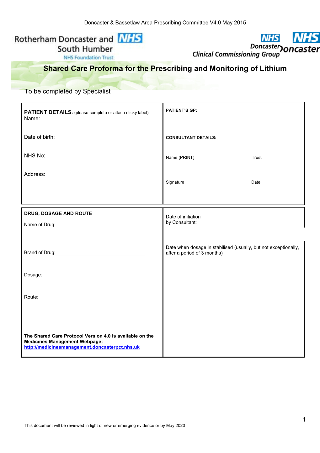 Doncaster Area Prescribing Committee