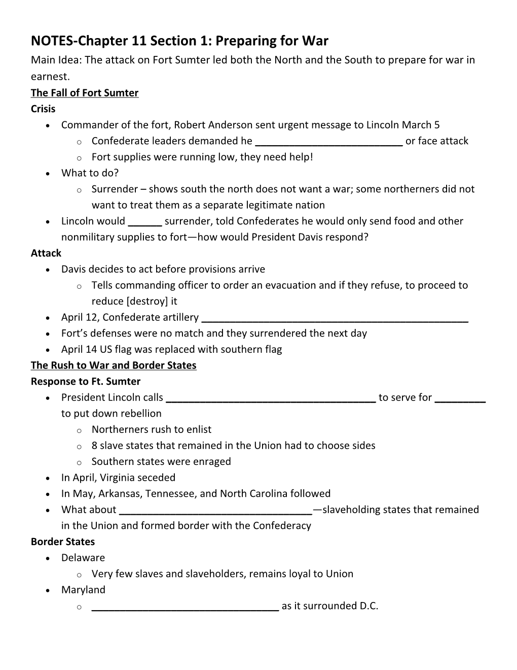 NOTES-Chapter 11 Section 1: Preparing for War