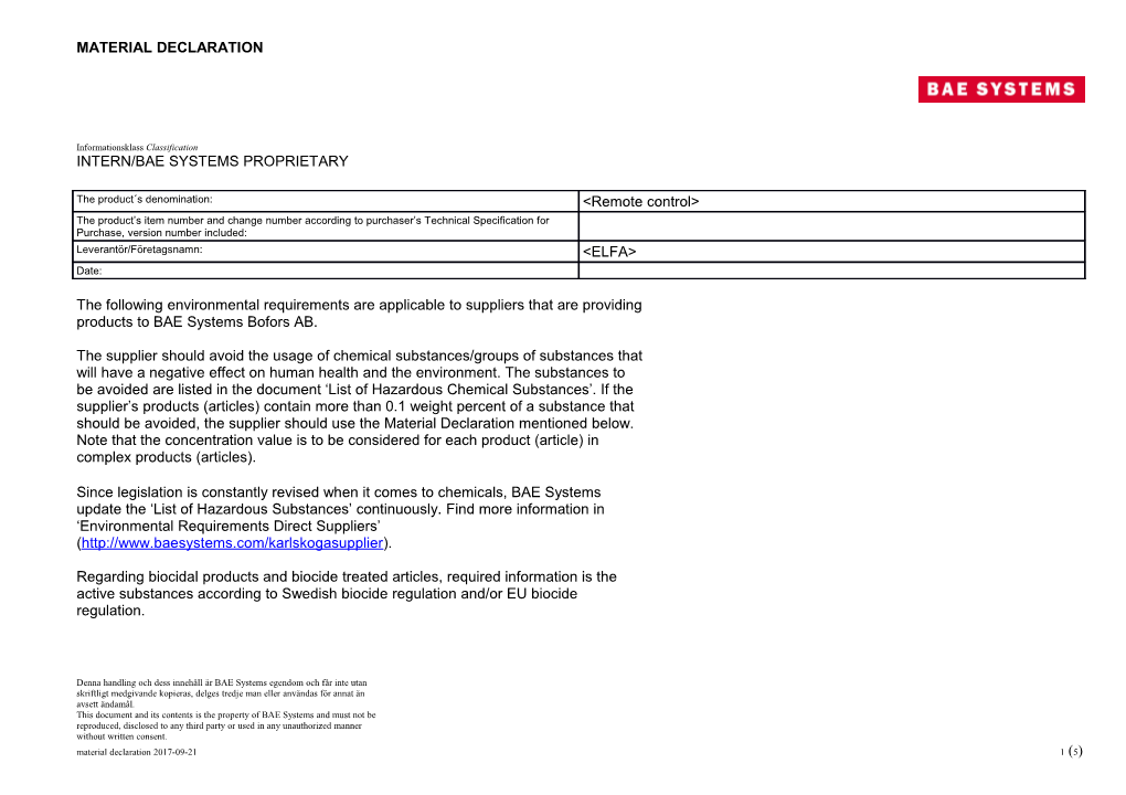 The Following Environmental Requirements Are Applicable to Suppliers That Are Providing