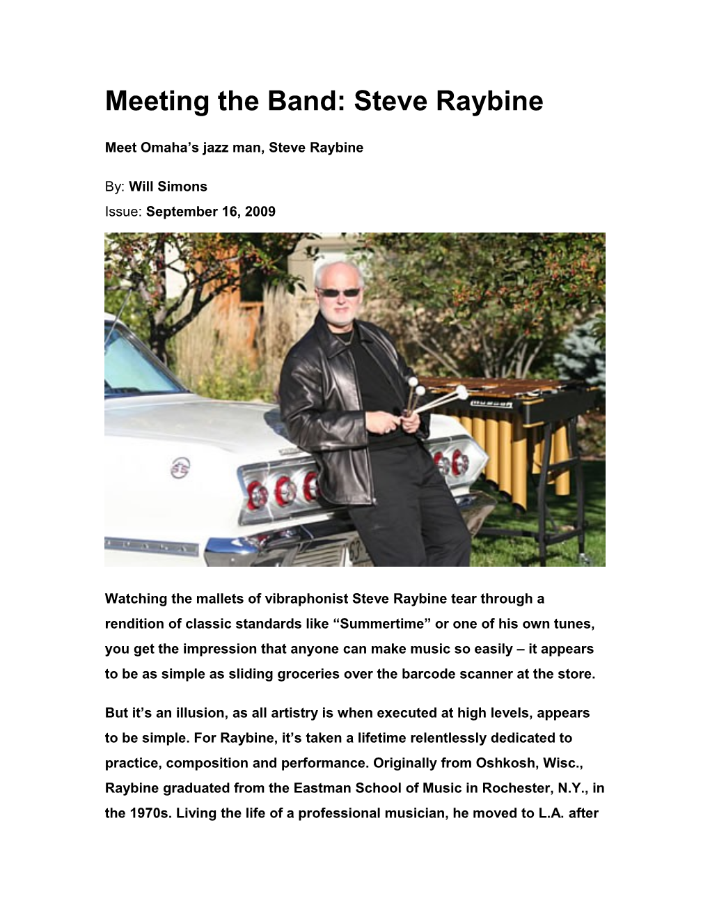 Meeting the Band: Steve Raybine