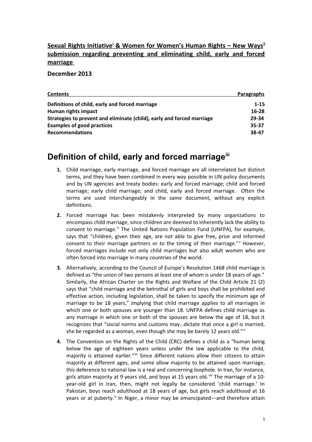 Pursuant to HRC Resolution A/HRC/RES/24/23 on Child, Early and Forced Marriage, OHCHR
