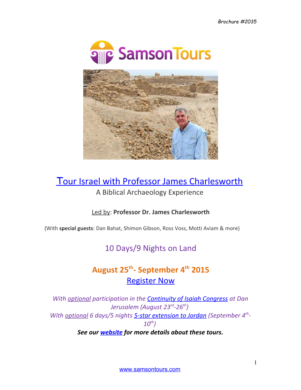 Tour Israel with Professor James Charlesworth