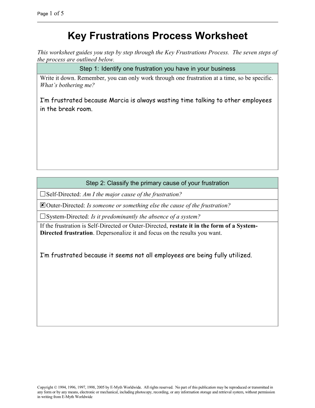 The Key Frustrations Process