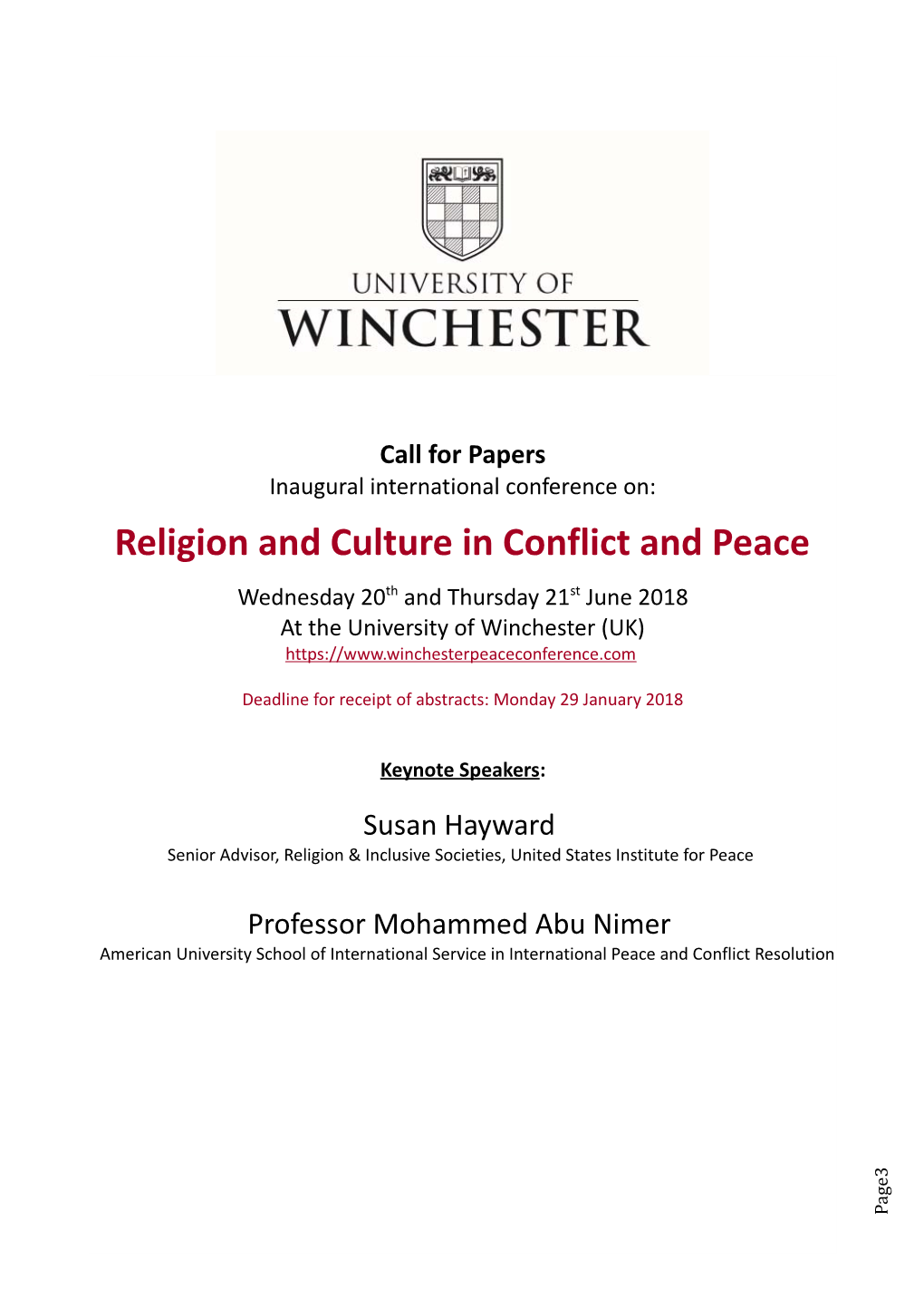 Religion and Culture in Conflict and Peace