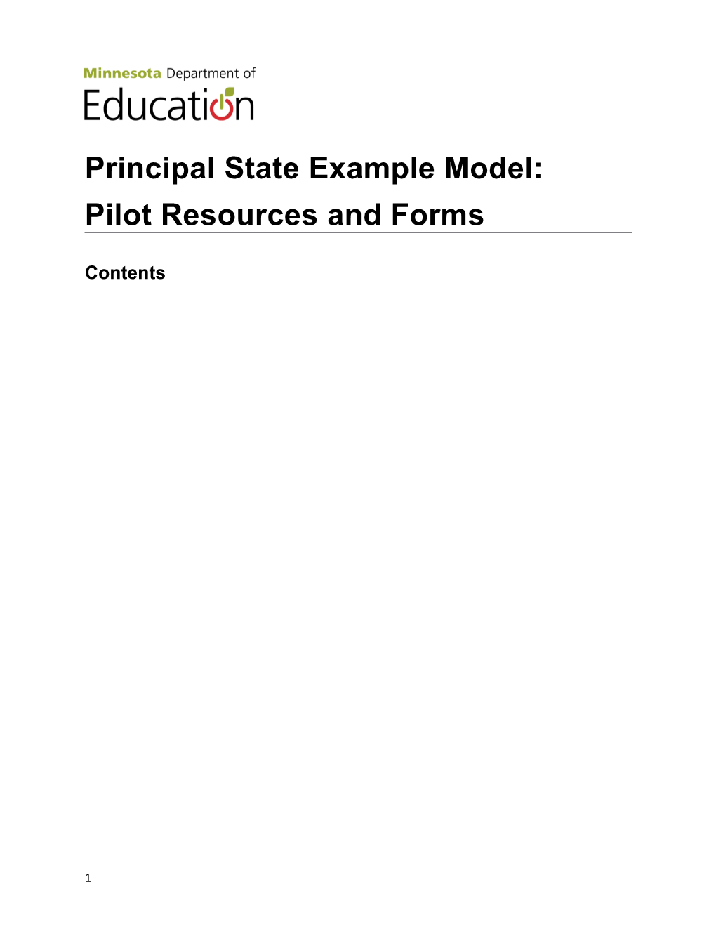 State Principal Model Pilot Resources and Forms