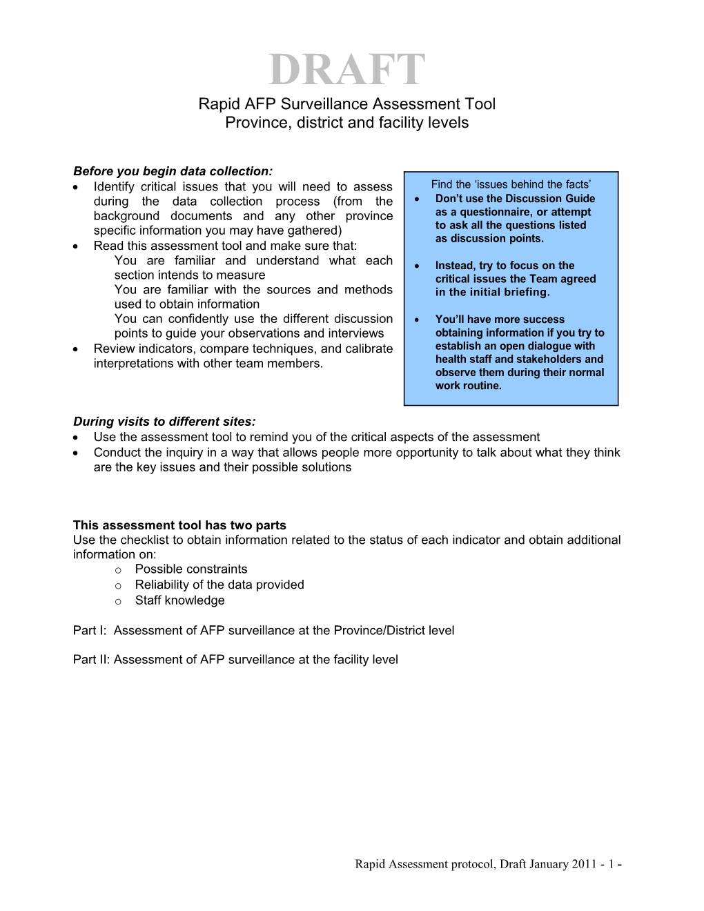 Rapid AFP Surveillance Assessment Protocol