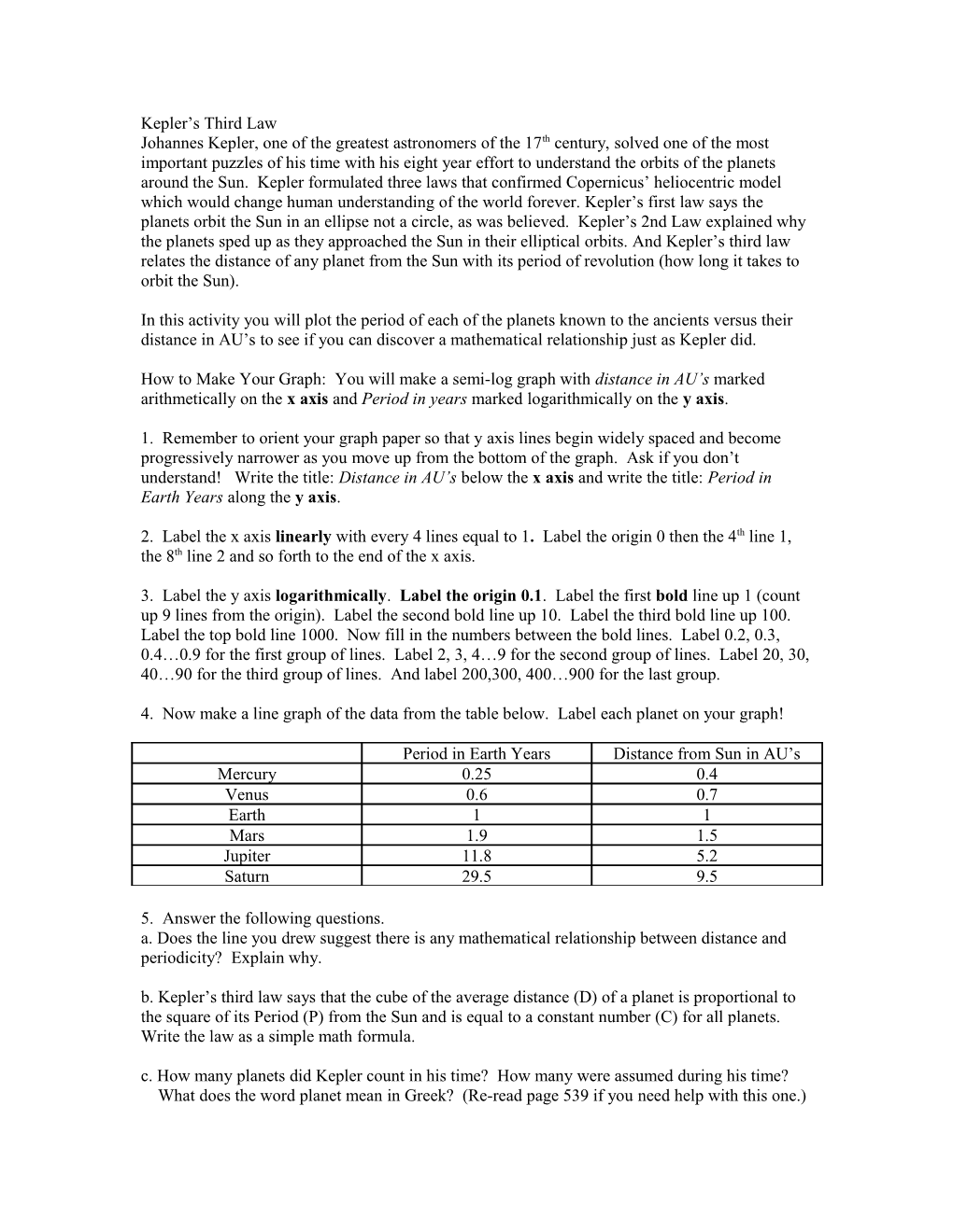 Kepler S Third Law