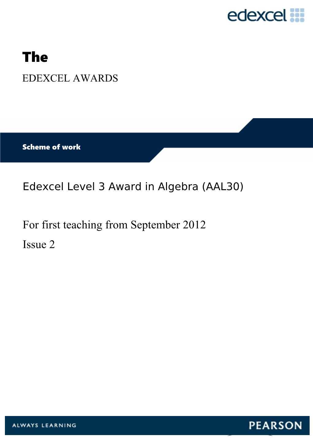 Scheme of Work - Level 2 Award and Level 3 Award in Algebra - Word Version