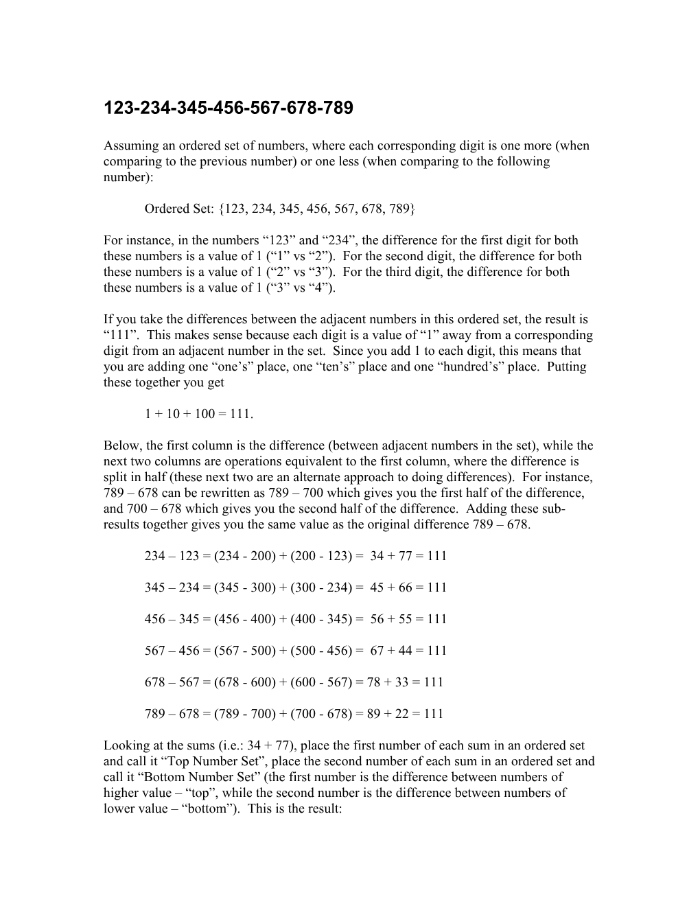 Assuming an Ordered Set of Numbers, Where Each Corresponding Digit Is One More (When Comparing