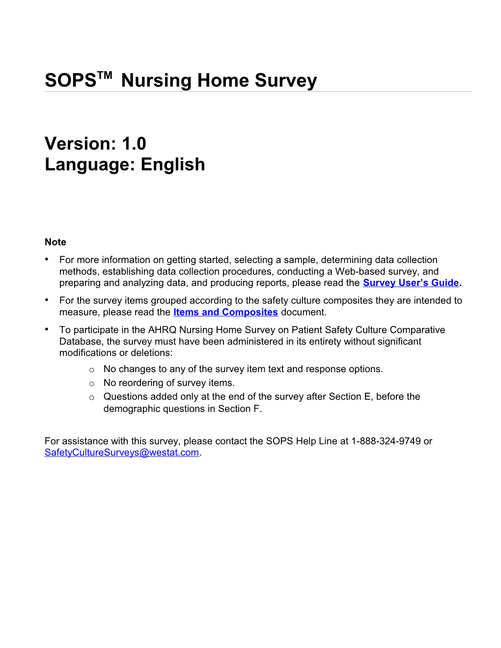 Nursing Home Survey on Patient Safety