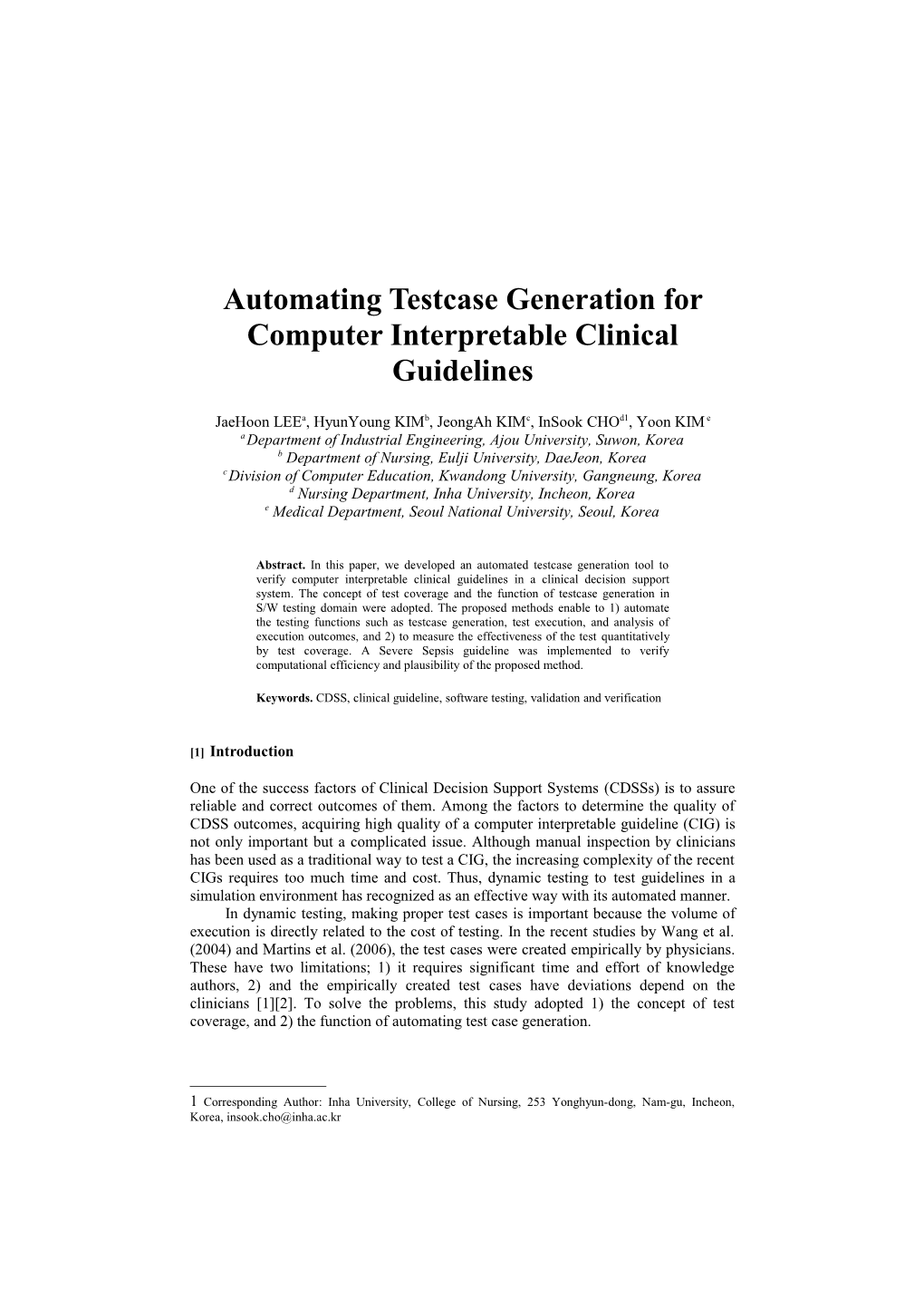 Automatingtestcase Generation for Computer Interpretable Clinical Guidelines